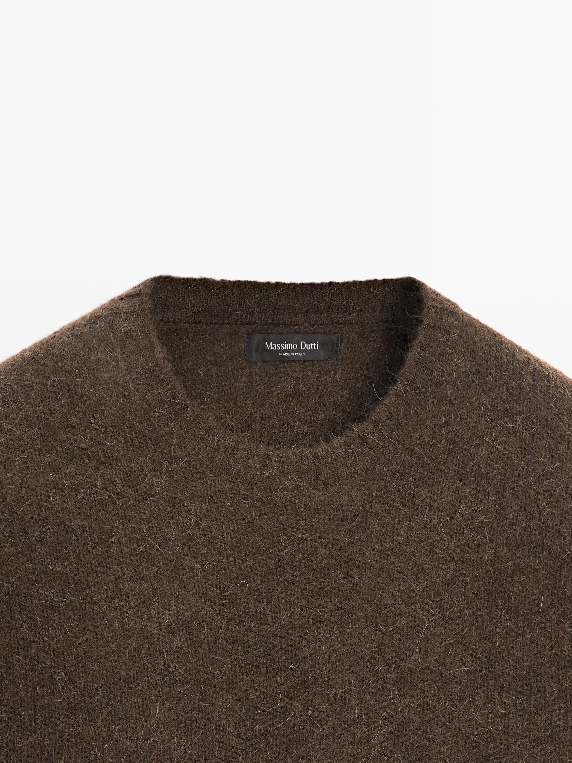 Knit alpaca blend crew neck sweater